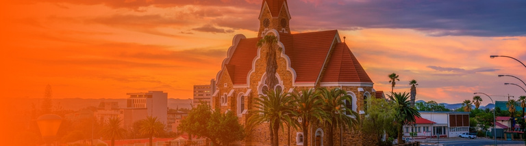 Dramatic sunset above Christchurch, Windhoek, Namibia